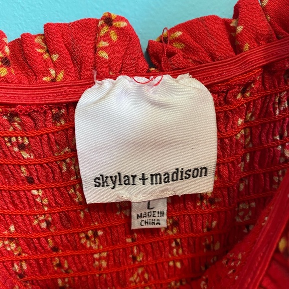 Red Floral Ruched Mini Dress - Picture 3 of 5